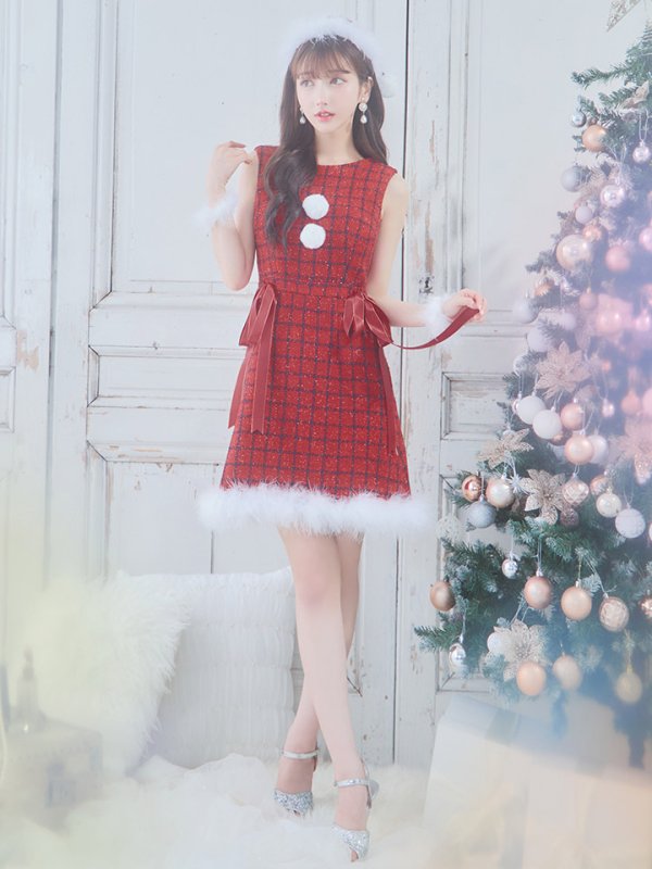 画像34: 【サンタセール！】【サンタコス 4点セット】【S-Lサイズ/2カラー】サイドリボンツイードサンタコスプレ[YMT]