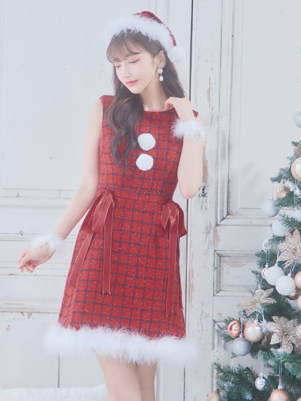 画像33: 【サンタセール！】【サンタコス 4点セット】【S-Lサイズ/2カラー】サイドリボンツイードサンタコスプレ[YMT]