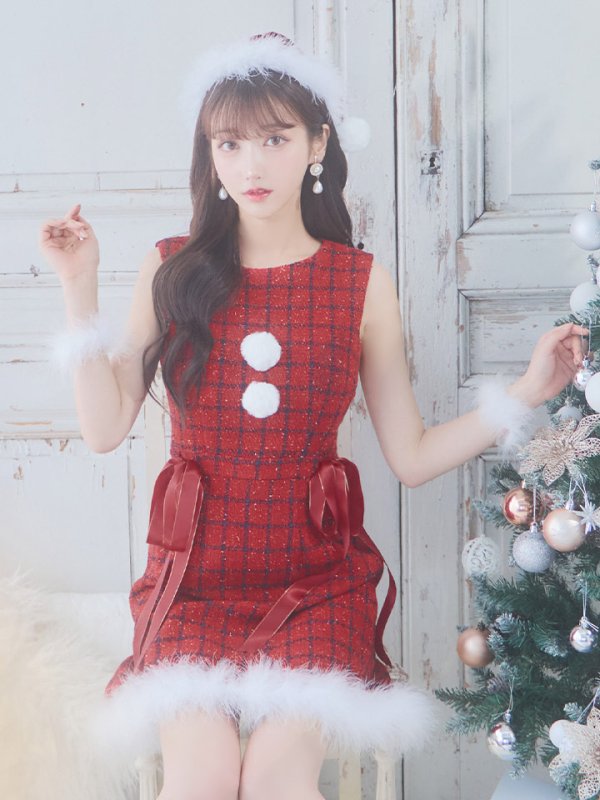 画像34: 【サンタセール！】【サンタコス 4点セット】【S-Lサイズ/2カラー】サイドリボンツイードサンタコスプレ[YMT]