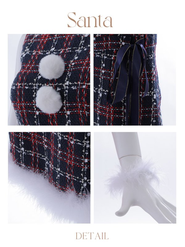 画像29: 【サンタセール！】【サンタコス 4点セット】【S-Lサイズ/2カラー】サイドリボンツイードサンタコスプレ[YMT]