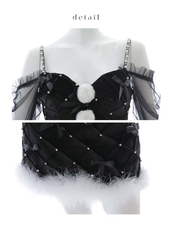 画像22: 【ノベルティ対象】【即日発送！】【サンタコス 3点セット】【XS-XLサイズ/2カラー】キルティングリボン袖付きタイトサンタ[OF04]