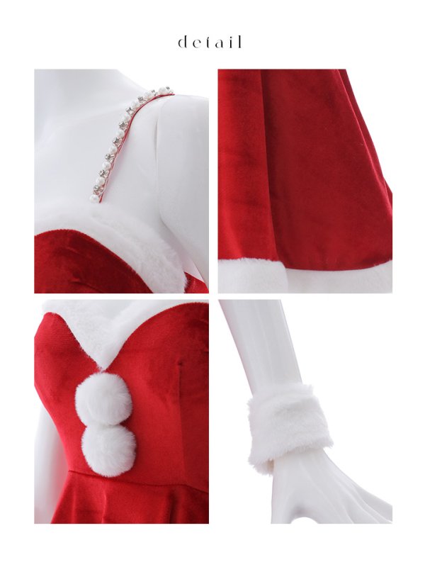 画像31: 【即日発送！】【サンタコス 4点セット】【S-Lサイズ/2カラー】ポンチョ付きフレアサンタコスプレ[OF04]