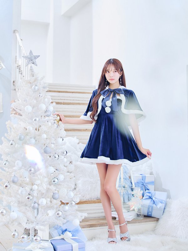 画像15: 【即日発送！】【サンタコス 4点セット】【S-Lサイズ/2カラー】ポンチョ付きフレアサンタコスプレ[YMT]