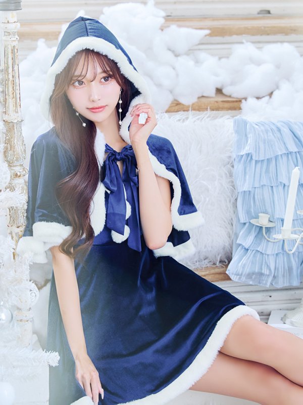 画像18: 【即日発送！】【サンタコス 4点セット】【S-Lサイズ/2カラー】ポンチョ付きフレアサンタコスプレ[YMT]