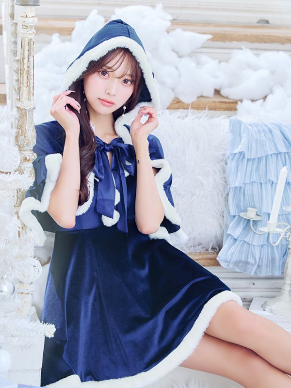 画像3: 【即日発送！】【サンタコス 4点セット】【S-Lサイズ/2カラー】ポンチョ付きフレアサンタコスプレ[YMT]