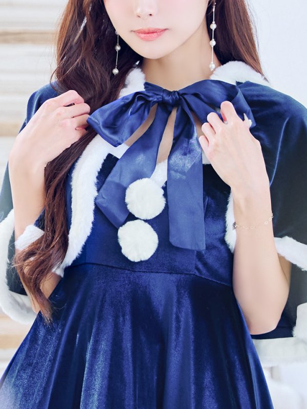 画像9: 【即日発送！】【サンタコス 4点セット】【S-Lサイズ/2カラー】ポンチョ付きフレアサンタコスプレ[YMT]