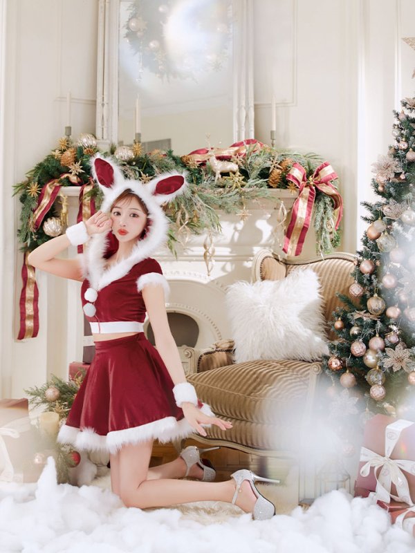 画像23: 【即日発送】【サンタコス 5点セット】【XS-XLサイズ/4カラー】セットアップバニーフレアサンタ[YMT]