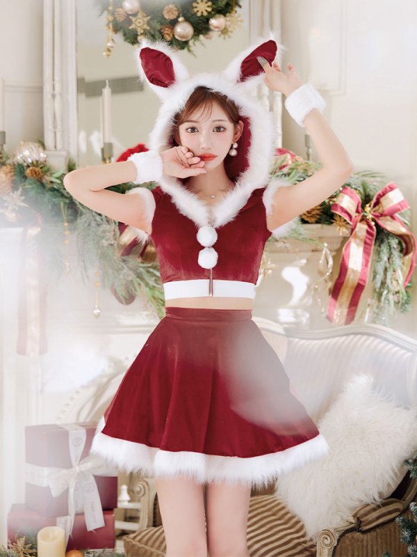 画像24: 【即日発送】【サンタコス 5点セット】【XS-XLサイズ/4カラー】セットアップバニーフレアサンタ[YMT]