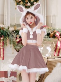 【即日発送】【サンタコス 5点セット】【XS-XLサイズ/4カラー】セットアップバニーフレアサンタ[OF04]