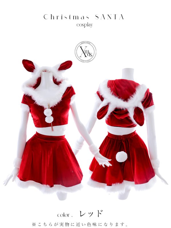 画像38: 【即日発送】【サンタコス 5点セット】【XS-XLサイズ/4カラー】セットアップバニーフレアサンタ[YMT]