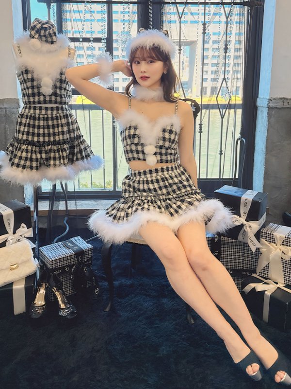 画像4: 【ノベルティ対象】【即日発送！】【サンタコス 5点セット】【XS-XLサイズ/2カラー】ギンガムチェックフレアサンタ[YMT]