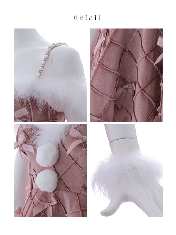 画像37: 【ノベルティ対象】【即日発送！】【サンタコス 4点セット】【XS-XLサイズ/2カラー】リボンモチーフパールショルダーフレアサンタ[YMT]