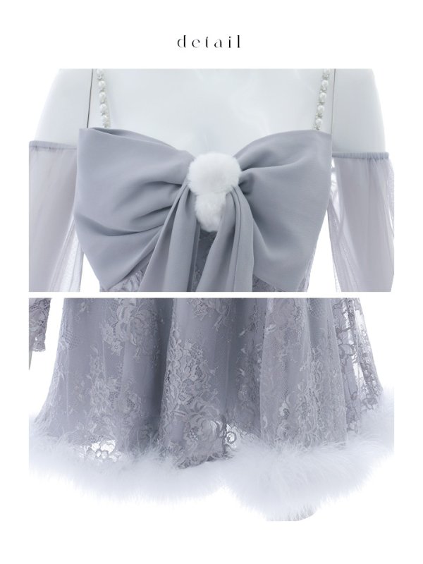 画像41: 【ノベルティ対象】【即日発送！】【サンタコス 3点セット】【XS-Lサイズ/2カラー】フロントビッグリボンオフショル袖付きフレアサンタ[YMT]