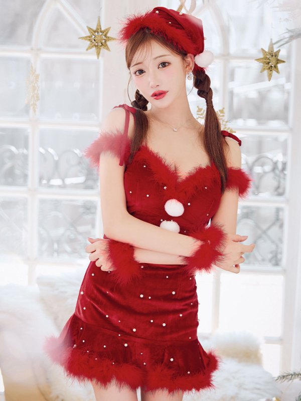 画像18: 【ノベルティ対象】【即日発送！】【サンタコス 5点セット】【XS-XLサイズ/3カラー】セットアップフレアミニサンタ[YMT]