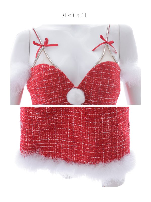 画像33: 【即日発送！】【サンタコス 4点セット】【XS-Mサイズ/1カラー】ツイードキャミドレスサンタ[OF04]