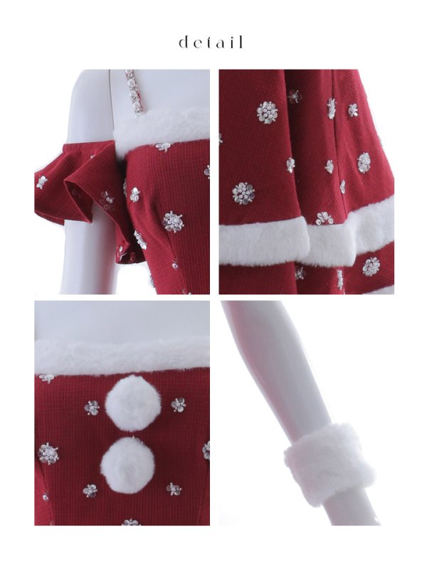 画像38: 【ノベルティ対象】【即日発送！】【サンタコス 5点セット】【XS-XLサイズ/3カラー】ケープ付きフレアサンタコスプレ[YMT]