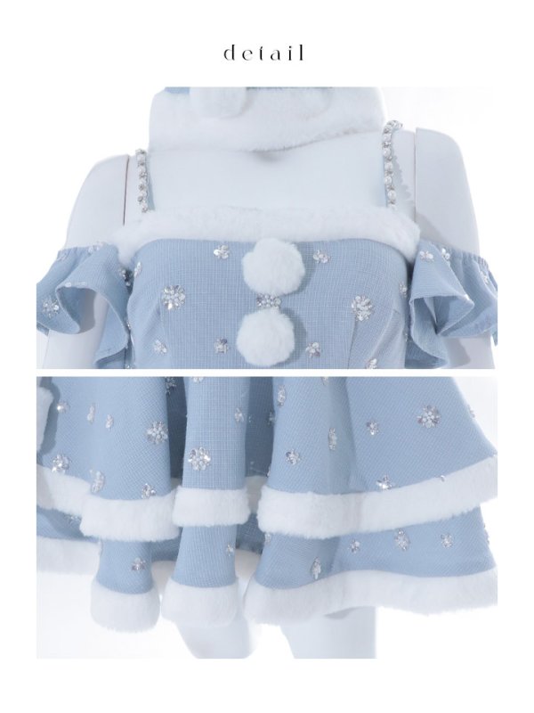 画像32: 【ノベルティ対象】【即日発送！】【サンタコス 5点セット】【XS-XLサイズ/3カラー】ケープ付きフレアサンタコスプレ[YMT]