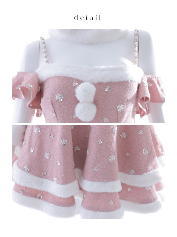 画像47: 【ノベルティ対象】【即日発送！】【サンタコス 5点セット】【XS-XLサイズ/3カラー】ケープ付きフレアサンタコスプレ[YMT]