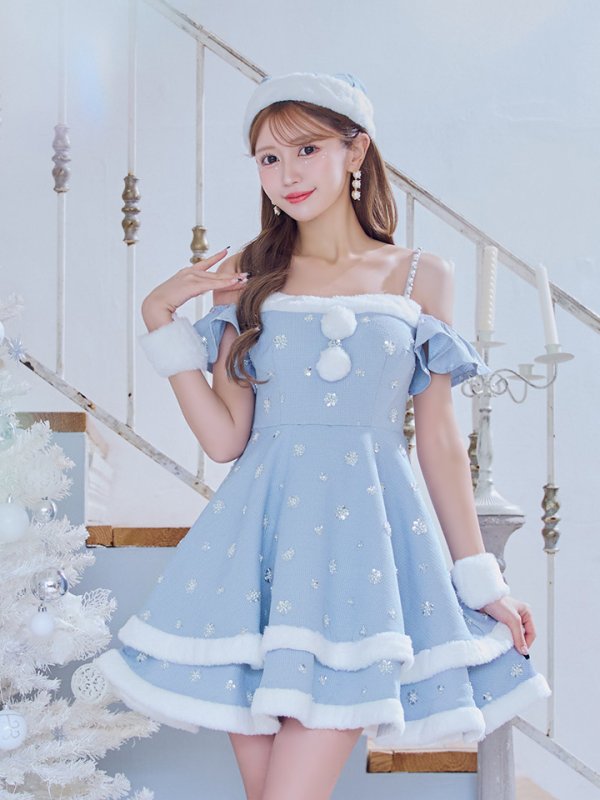 画像23: 【ノベルティ対象】【即日発送！】【サンタコス 5点セット】【XS-XLサイズ/3カラー】ケープ付きフレアサンタコスプレ[YMT]