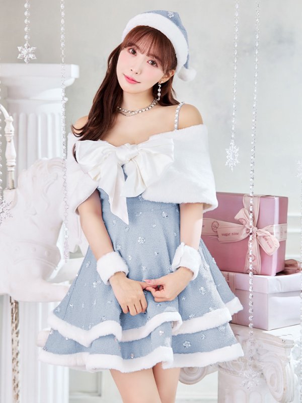 画像7: 【ノベルティ対象】【即日発送！】【サンタコス 5点セット】【XS-XLサイズ/3カラー】ケープ付きフレアサンタコスプレ[YMT]