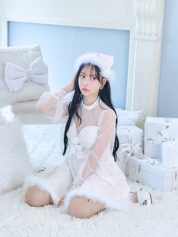 画像23: 【ノベルティ対象】【即日発送！】【サンタコス 4点セット】【XS-XLサイズ/1カラー】チュールロングスリーブハイネックサンタ[YMT]