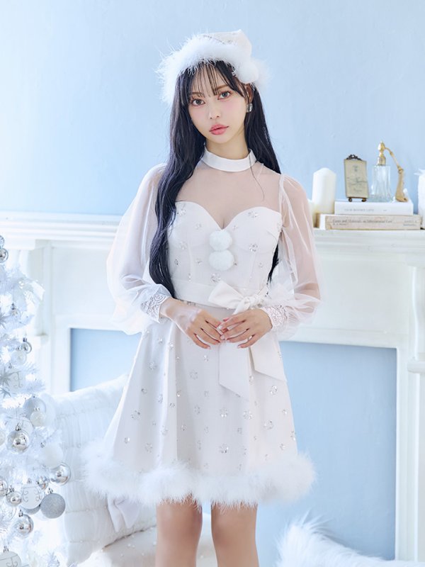 画像24: 【ノベルティ対象】【即日発送！】【サンタコス 4点セット】【XS-XLサイズ/1カラー】チュールロングスリーブハイネックサンタ[YMT]