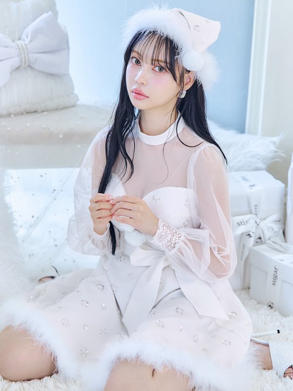 画像20: 【ノベルティ対象】【即日発送！】【サンタコス 4点セット】【XS-XLサイズ/1カラー】チュールロングスリーブハイネックサンタ[YMT]