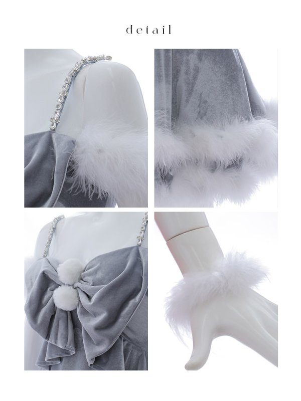 画像45: 【ノベルティ対象】【即日発送！】【サンタコス 4点セット】【XS-Lサイズ/4カラー】フロントビッグリボンオフショルフレアサンタ[YMT]