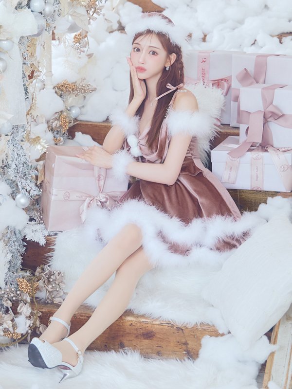 画像10: 【ノベルティ対象】【即日発送！】【サンタコス 4点セット】【XS-Lサイズ/4カラー】フロントビッグリボンオフショルフレアサンタ[YMT]