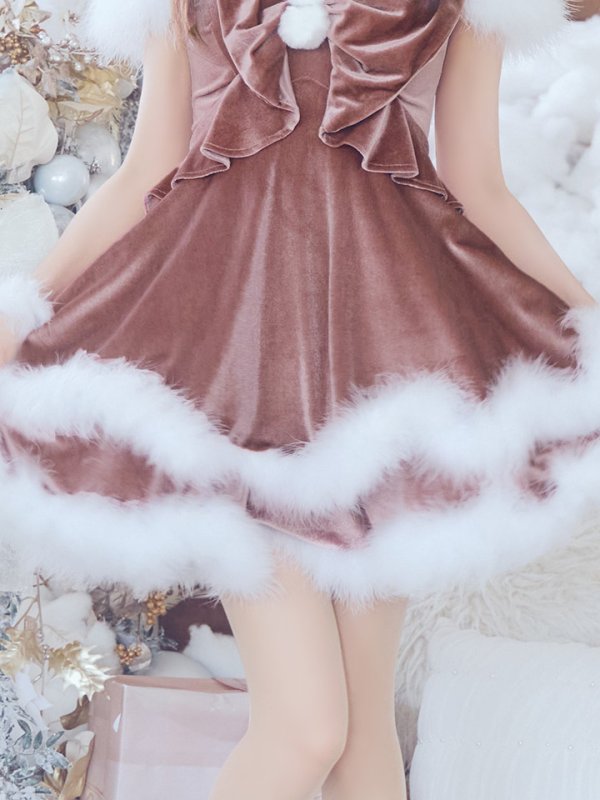 画像7: 【ノベルティ対象】【即日発送！】【サンタコス 4点セット】【XS-Lサイズ/4カラー】フロントビッグリボンオフショルフレアサンタ[YMT]