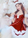 【即日発送！】【サンタコス 4点セット】【XS-Lサイズ/4カラー】フロントビッグリボンオフショルフレアサンタ[YMT]