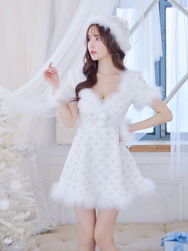 画像15: 【一部予約商品/12月中旬発送予定】【サンタコス 4点セット】【XS-Lサイズ/1カラー】ビジューフレアスカートサンタコスプレ[OF04]