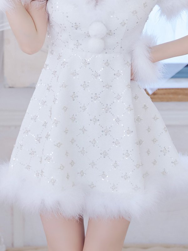 画像7: 【一部予約商品/12月中旬発送予定】【サンタコス 4点セット】【XS-Lサイズ/1カラー】ビジューフレアスカートサンタコスプレ[OF04]