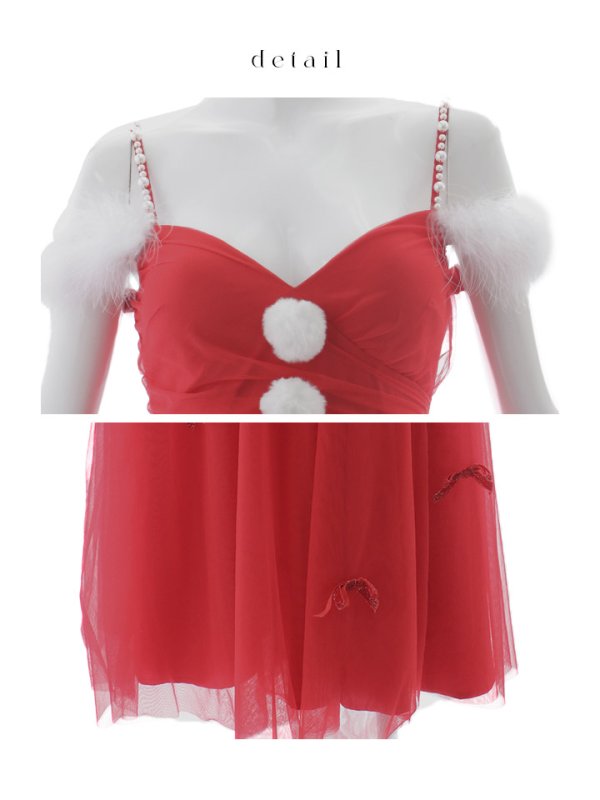 画像18: 【ノベルティ対象】【即日発送】【サンタコス 4点セット】【S-XLサイズ/1カラー】ミディアムスカートキャミリボンサンタコスプレ[YMT]