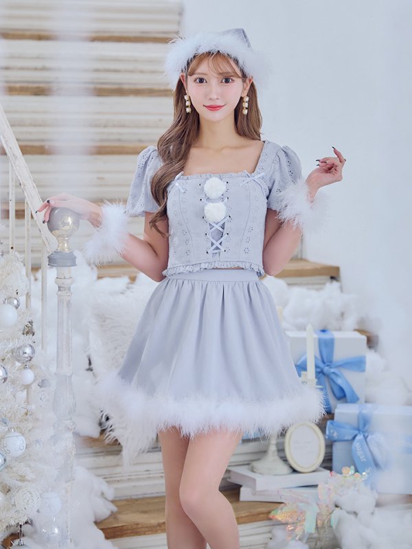 画像11: 【ノベルティ対象】【即日発送！】【サンタコス 5点セット】【S-Lサイズ/1カラー】セットアップリボンサンタコスプレ[YMT]