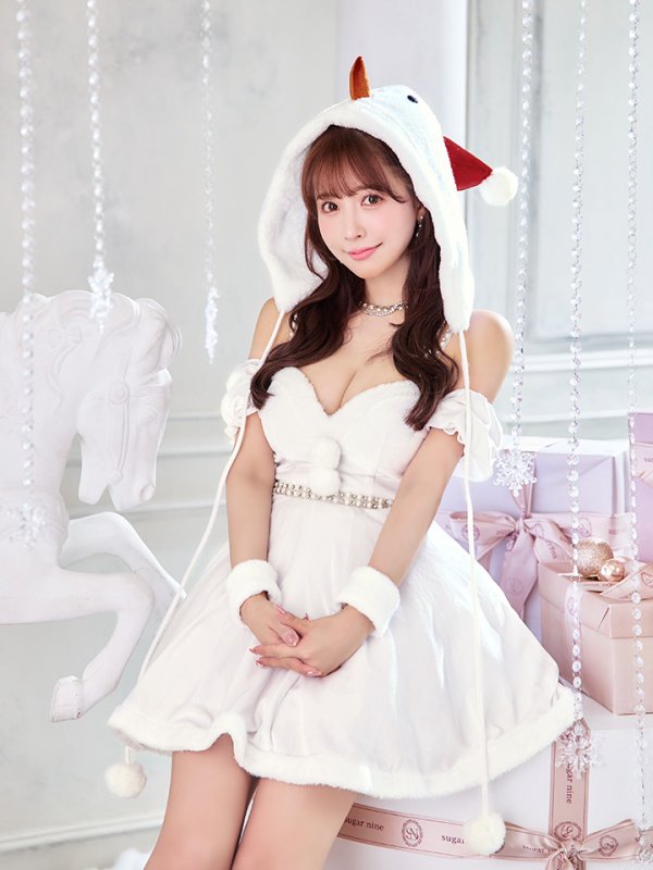 画像13: 【即日発送！】【サンタコス 4点セット】【XS-XLサイズ/1カラー】雪だるまオフショルフレアスカートコスプレ[OF04]