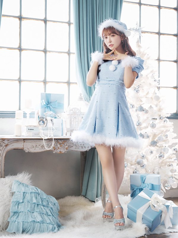 画像38: 【ノベルティ対象】【即日発送！】【サンタコス 4点セット】【XS-XLサイズ/3カラー】ツイードビジュープリーツスカートサンタコスプレ[YMT]