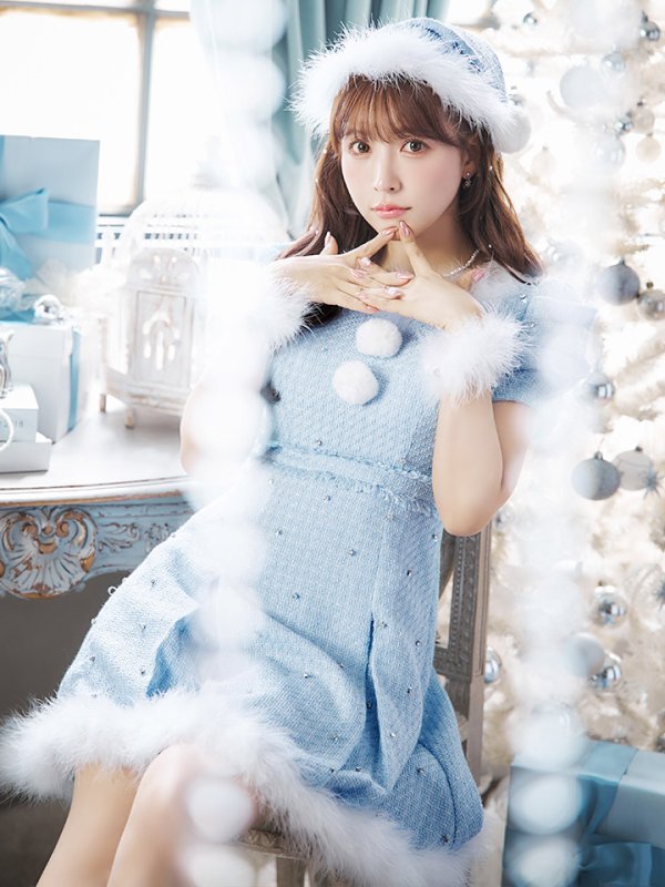 画像19: 【ノベルティ対象】【即日発送！】【サンタコス 4点セット】【XS-XLサイズ/3カラー】ツイードビジュープリーツスカートサンタコスプレ[YMT]