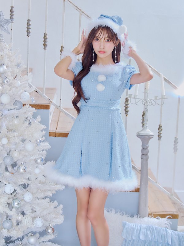 画像19: 【ノベルティ対象】【即日発送！】【サンタコス 4点セット】【XS-XLサイズ/3カラー】ツイードビジュープリーツスカートサンタコスプレ[YMT]