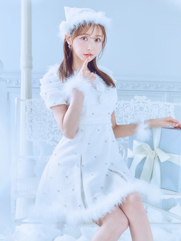 画像16: 【ノベルティ対象】【即日発送！】【サンタコス 4点セット】【XS-XLサイズ/3カラー】ツイードビジュープリーツスカートサンタコスプレ[YMT]