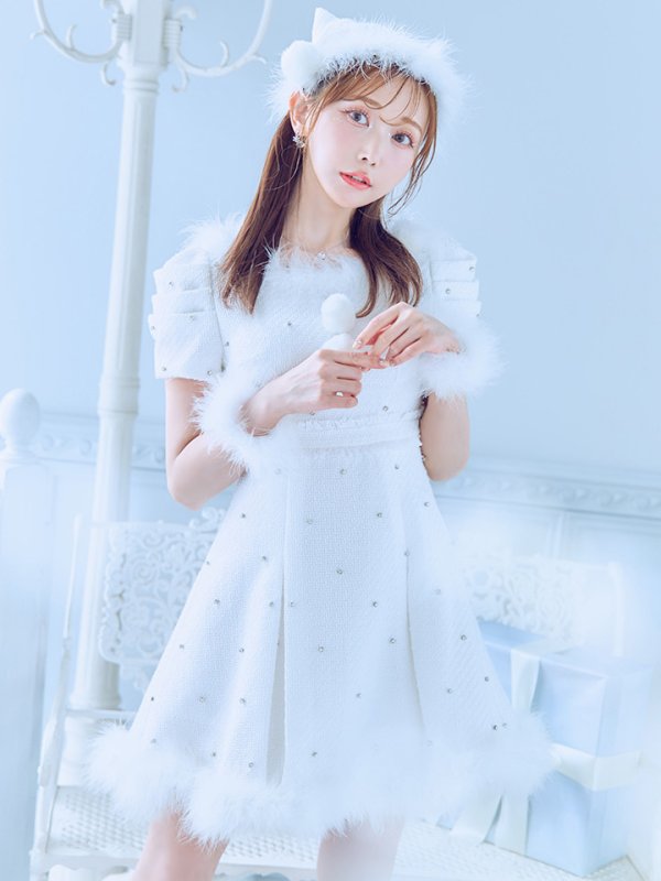 画像2: 【即日発送！】【サンタコス 4点セット】【XS-XLサイズ/3カラー】ツイードビジュープリーツスカートサンタコスプレ[YMT]