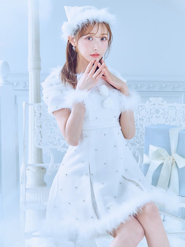 画像26: 【ノベルティ対象】【即日発送！】【サンタコス 4点セット】【XS-XLサイズ/3カラー】ツイードビジュープリーツスカートサンタコスプレ[YMT]