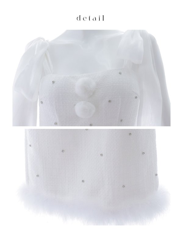 画像41: 【即日発送！】【サンタコス 4点セット】【S-Lサイズ/2カラー】リボンショルダーツイードビジューミディアムサンタコスプレ[OF04]