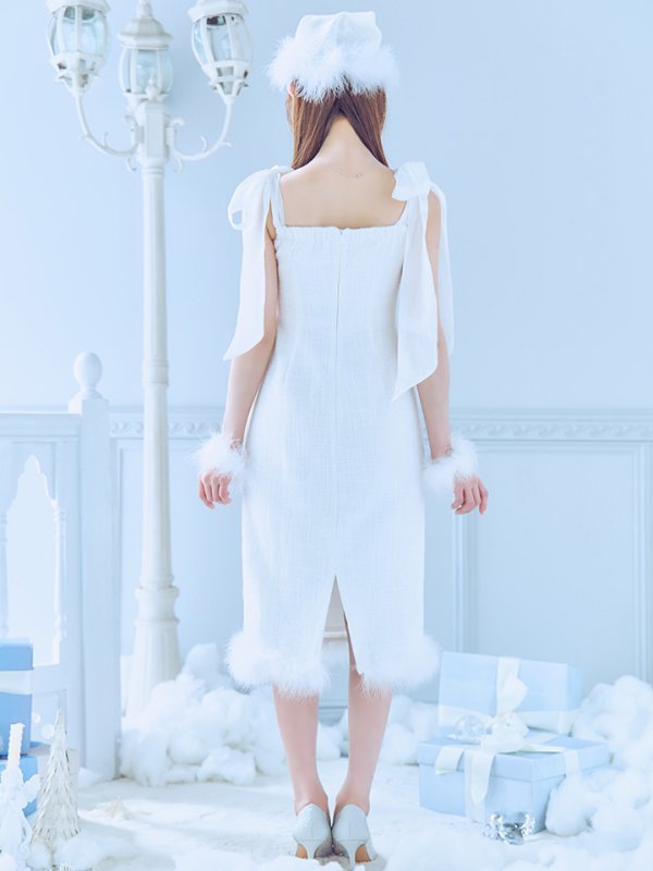 画像26: 【即日発送！】【サンタコス 4点セット】【S-Lサイズ/2カラー】リボンショルダーツイードビジューミディアムサンタコスプレ[YMT]