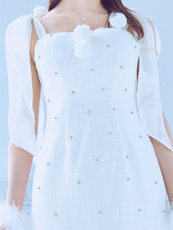 画像27: 【即日発送！】【サンタコス 4点セット】【S-Lサイズ/2カラー】リボンショルダーツイードビジューミディアムサンタコスプレ[YMT]