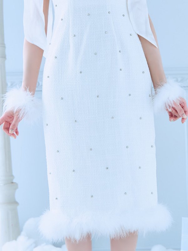 画像28: 【即日発送！】【サンタコス 4点セット】【S-Lサイズ/2カラー】リボンショルダーツイードビジューミディアムサンタコスプレ[YMT]