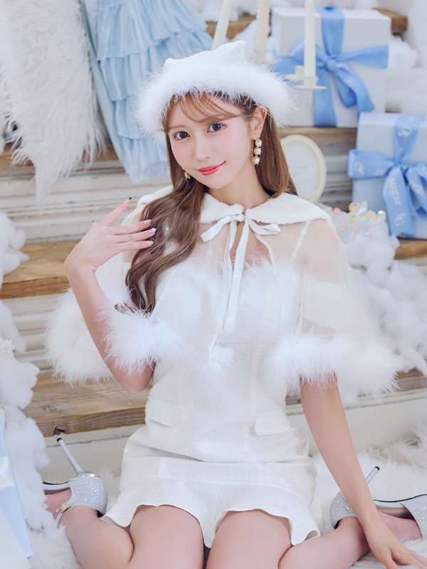 画像9: 【即日発送】【サンタコス 5点セット】【S-Lサイズ/1カラー】ポンチョ付きベアトップマーメイドスカートサンタコスプレ[OF04]