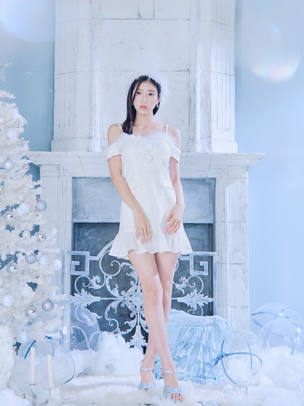 画像27: 【即日発送】【サンタコス 5点セット】【S-Lサイズ/1カラー】ポンチョ付きベアトップマーメイドスカートサンタコスプレ[OF04]