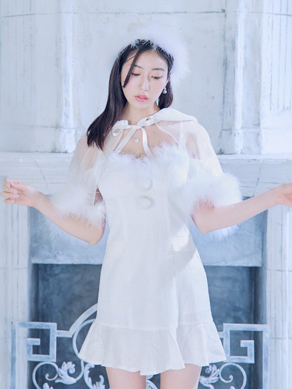 画像29: 【即日発送】【サンタコス 5点セット】【S-Lサイズ/1カラー】ポンチョ付きベアトップマーメイドスカートサンタコスプレ[OF04]