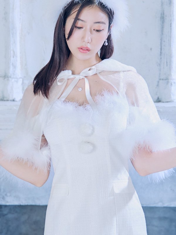 画像9: 【即日発送】【サンタコス 5点セット】【S-Lサイズ/1カラー】ポンチョ付きベアトップマーメイドスカートサンタコスプレ[OF04]